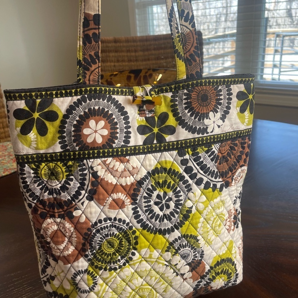 Vera Bradley Green and Brown Abstract Tote Bag - Picture 2 of 9